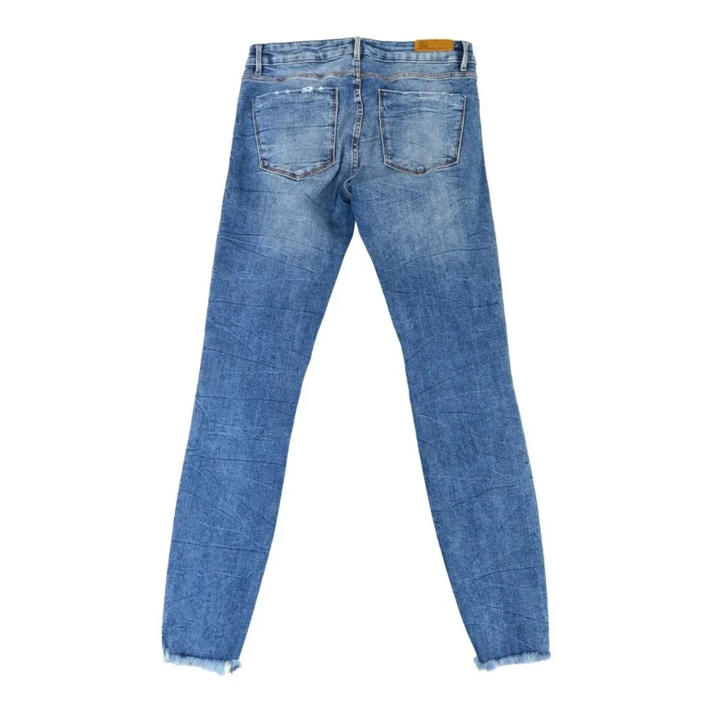 ZARA Trafaluc Denim Wear Skinny‎ Leg Jeans Women's 04 Blue Low Rise Distressed